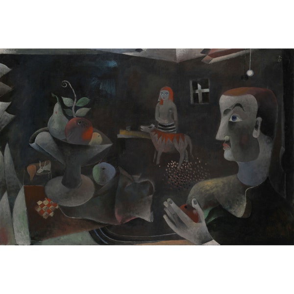 Heinrich Campendonk : Interior with Head and Still Life (1921) - Giclee Fine Art Print