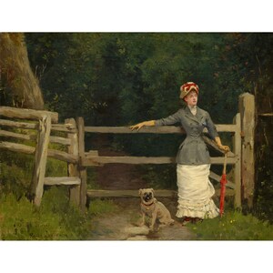 Roger-Joseph Jourdain : Woman and Dog at the Gate (c. 1875-1880) - Giclee Fine Art Print