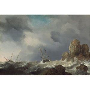 Willem van de Velde : Ships in a Gale (1660) - Giclee Fine Art Print