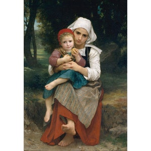 William-Adolphe Bouguereau: irmão e irmã bretões (1871) - Impressão de belas artes giclée