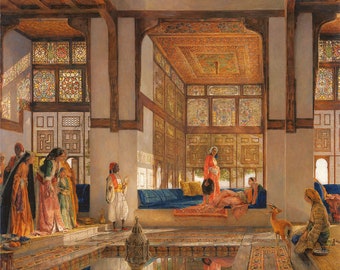 John Frederick Lewis : A Lady Receiving Visitors (The Reception) (1873) - Giclee Fine Art Print