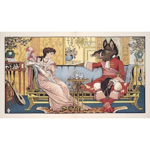 Walter Crane: La bella e la bestia prendono il tè (1874) - Giclee Fine Art Print