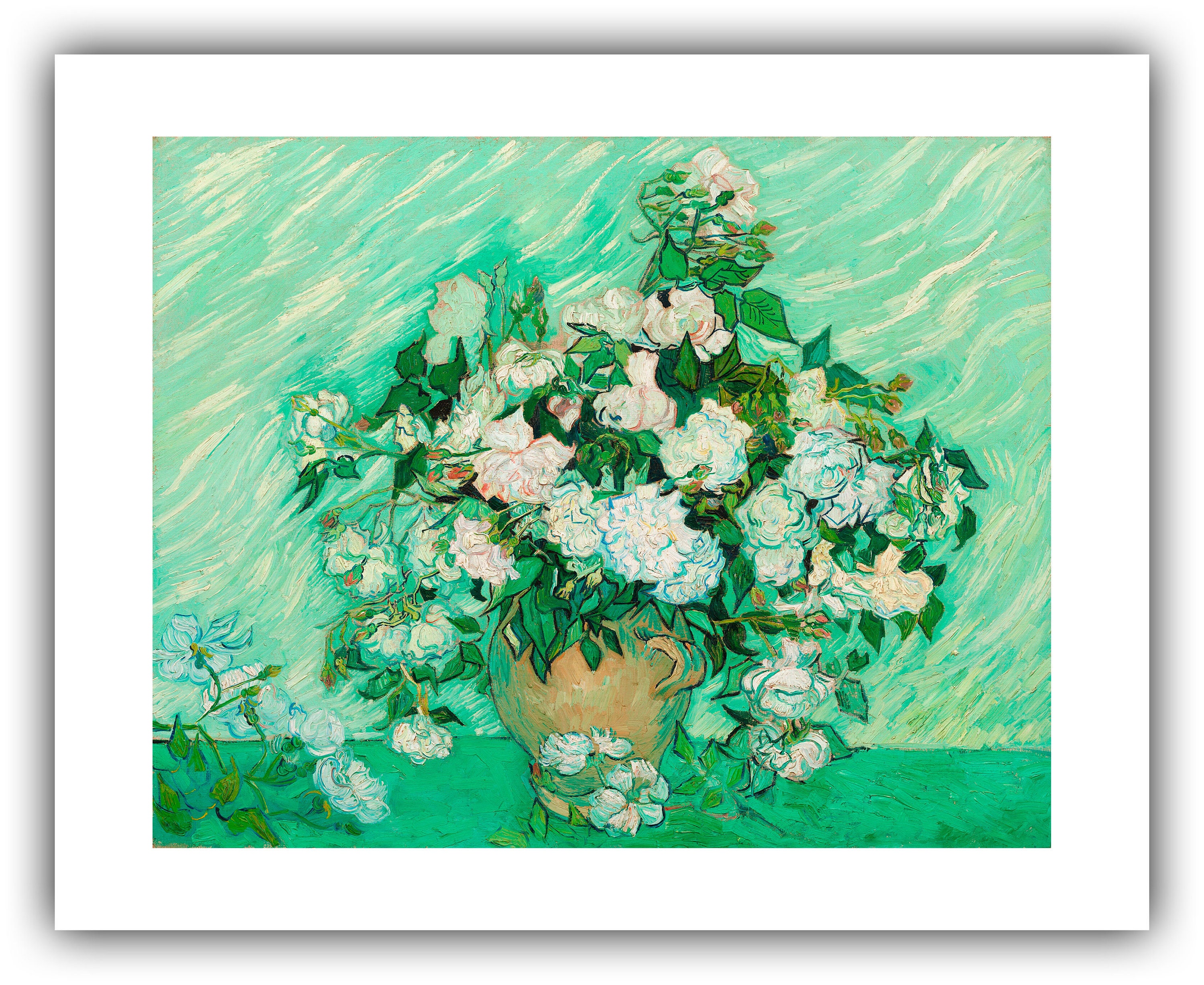 フィンセント・ファン・ゴッホ：静物画 - ピンクのバラが入った花瓶