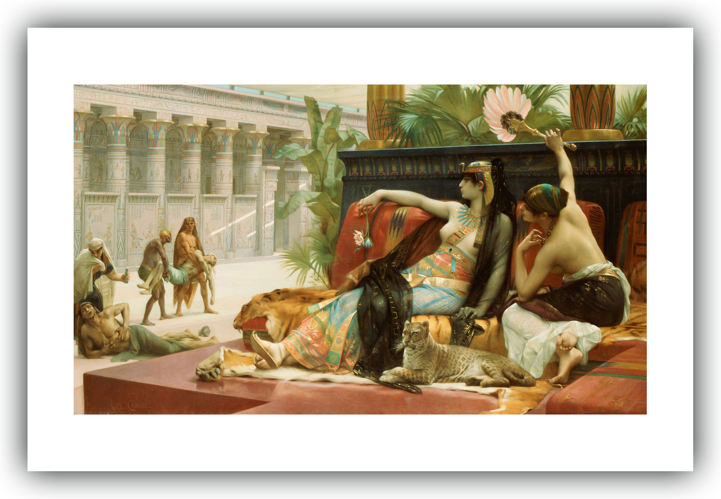 ムンク、『クレオパトラと奴隷』、希少な画集より、新品高級額 アレクサンドル・カバネル：死刑囚の奴隷に毒を試すクレオパトラ（1887