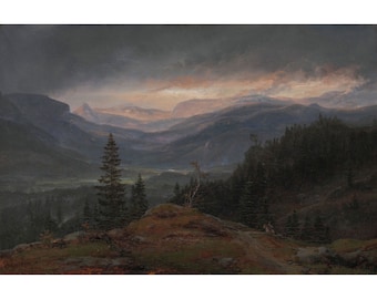 Johan Christian Dahl: Vista sobre Hallingdal (1844) - Impresión de Bellas Artes Giclee