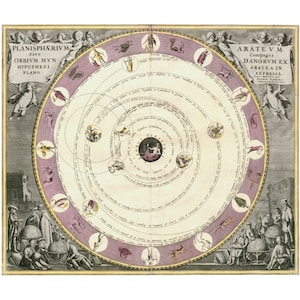 Andreas Cellarius: de planisfeer van Aratus (plaat 8) (Harmonia Macrocosmica, 1708)-Giclee Fine Art Print