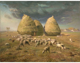Jean-Francois Millet : Haystacks - Autumn (c. 1874) - Giclee Fine Art Print