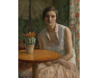 Frederick Carl Frieseke : Portrait of a Woman (with Cactus) (1930) - Giclee Fine Art Print