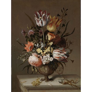 Jacob Marrel: Bodegón con un jarrón de flores y una rana muerta (1634) - Giclee Fine Art Print