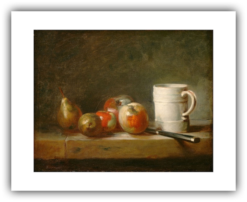 Jean Simeon Chardin : Still Life with a White Mug c. 1764 Giclee Fine Art Print 24 x 30 inches