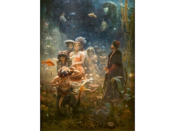 イリヤ・レーピン：水中王国のサトコ（1876） - ジクレー版画
