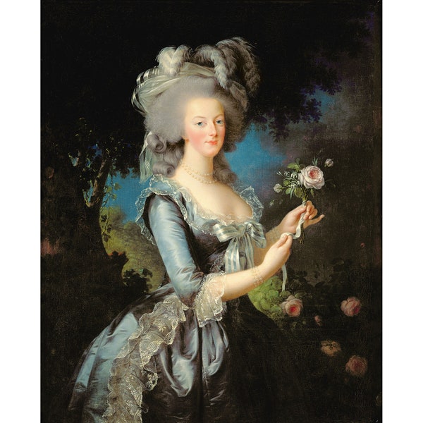 Elisabeth Louise Vigee Le Brun : Marie Antoinette avec une rose (1783) - Giclee Fine Art Print