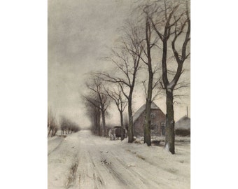 Louis Apol : Winter Landscape with a Farm on an Avenue (c. 1860-1936) - Giclee Fine Art Print