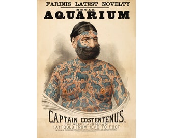 Affiche du Freak Show : Royal Aquarium - Captain Costentenus (c. 1882-1886) - Giclee Fine Art Print