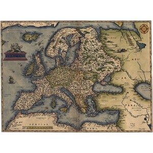Abraham Ortelius : Map of Europe (Theatrum Orbis Terrarum, 1570) - Giclee Fine Art Print