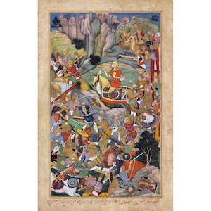 Indian Art : Mughal Ruler Humayun Defeating the Afghans before Reconquering India (c. 1590) - Giclee Fine Art Print