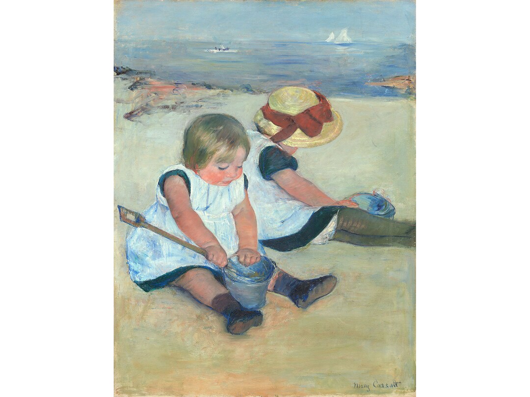 メアリー・カサット：浜辺で遊ぶ子供たち（1884年） - ジクレー版画