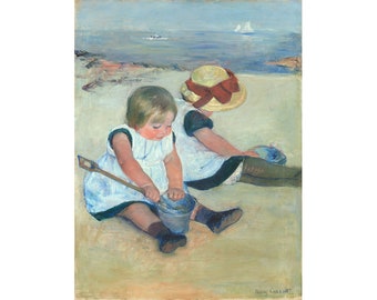 Mary Cassatt : Children Playing on the Beach (1884) - Giclee Fine Art Print