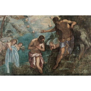 Jacopo Tintoretto : Baptism of Christ (1580s) - Giclee Fine Art Print