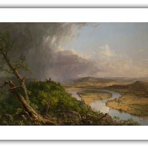 Thomas Cole: Utsikt från Mount Holyoke, Northampton, Massachusetts, efter ett åskväder (Oxbow) (1836) - Giclée-konsttryck 12 x 16 inches
