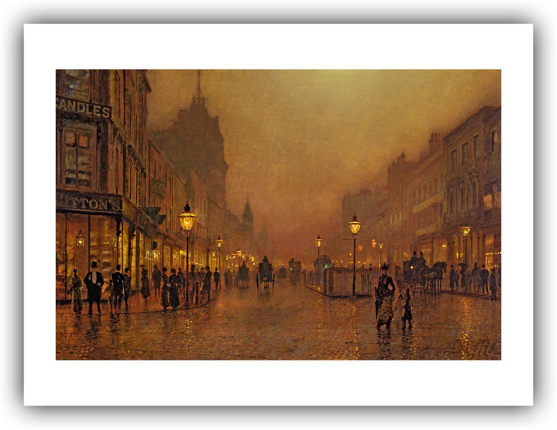 John Atkinson Grimshaw A Street at Night 1800s Giclee Etsy