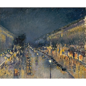 Camille Pissarro : The Boulevard Montmartre at Night (1897) - Giclee Fine Art Print