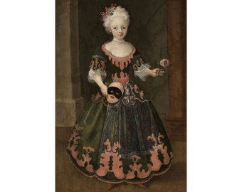 Theatrical Art : Portrait of a Girl with a Mask (18th century) - Giclee Fine Art Print