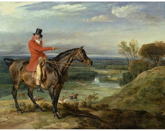 James Ward : Theophilus Levett Hunting at Wychnor, Staffordshire (1817) - Giclee Fine Art Print