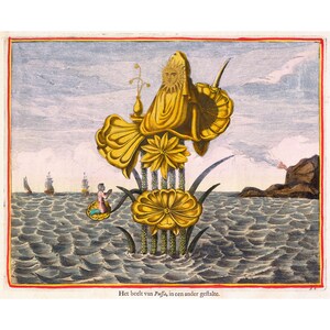 Athanasius Kircher : The Goddess Pussa on a Lotus 1668 Giclee Fine Art Print image 1