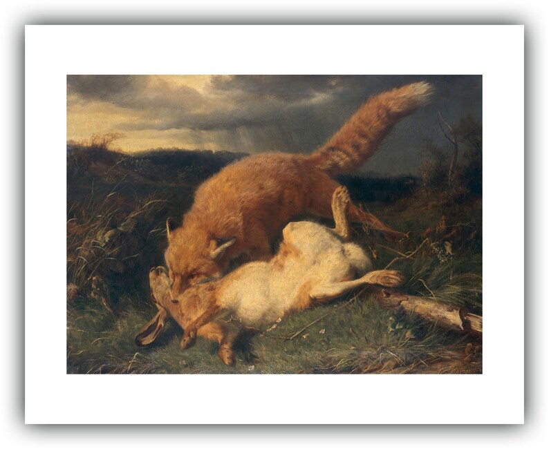 Johann Baptist Hofner : Fox and Hare (1866) - Giclee Fine Art Print - Etsy