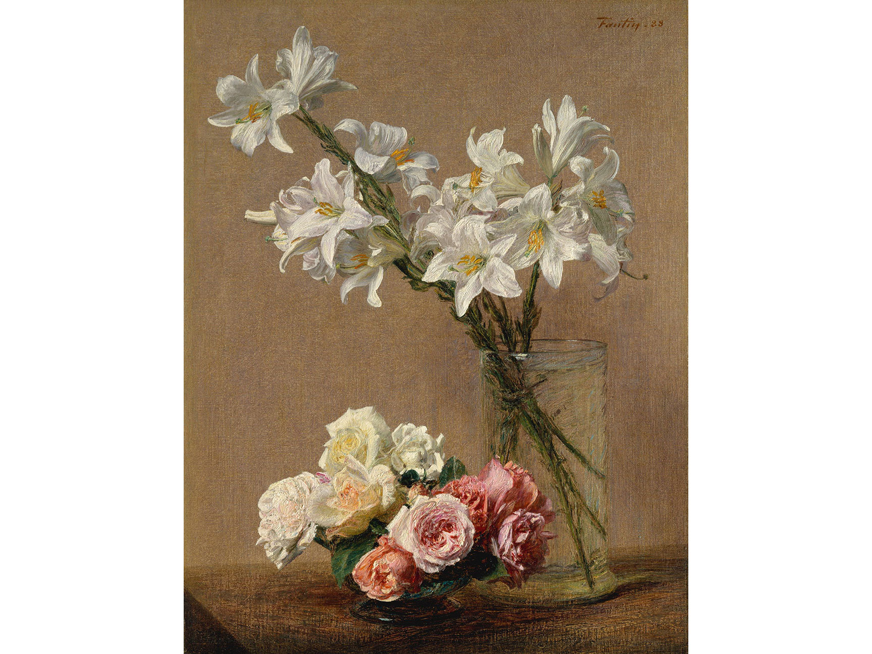 Henri Fantin-latour : Roses and Lilies (1888) - Giclee Fine Art