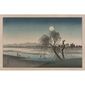 【復刻版画】安藤広重「阿波鳴門風景」３枚綴り　手刷複製木版画　☆送料無料☆ Utagawa Hiroshige（歌川広重） 歌川広重「雪月花 阿波鳴門之