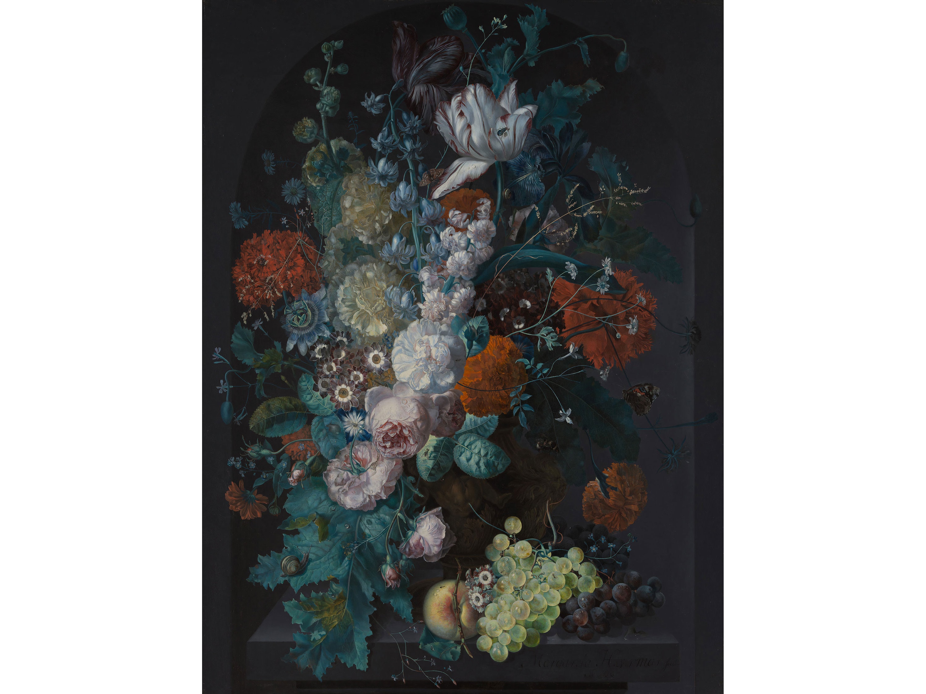 マルガレータ・ハヴァーマン：花瓶の花（1716年） - ジクレー版画 