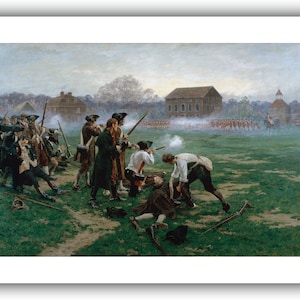 William Barnes Wollen : The Battle of Lexington, 19th April 1775 1910 Giclee Fine Art Print 12 x 16 inches