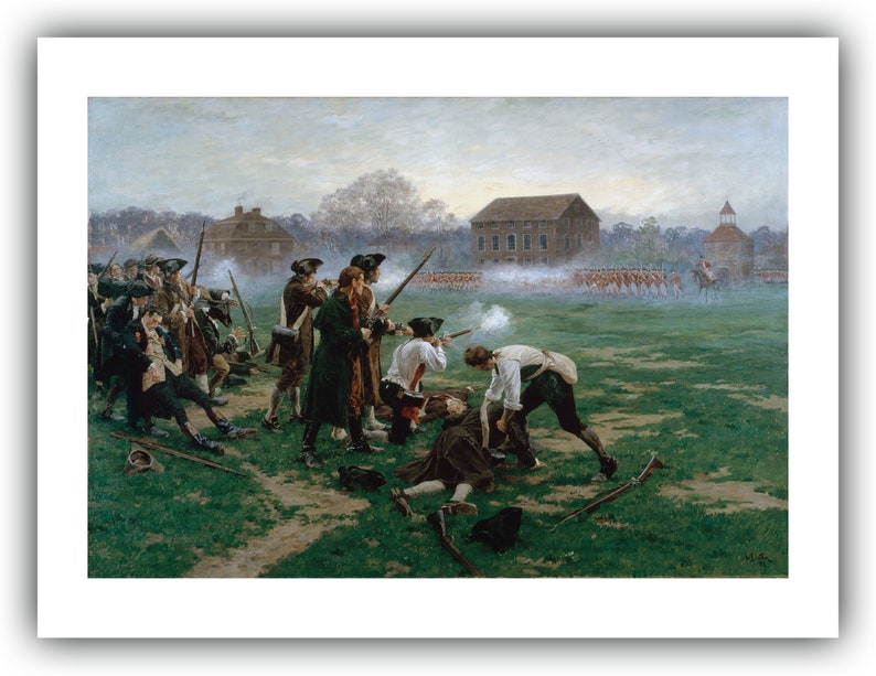 William Barnes Wollen : The Battle of Lexington, 19th April 1775 1910 Giclee Fine Art Print 12 x 16 inches