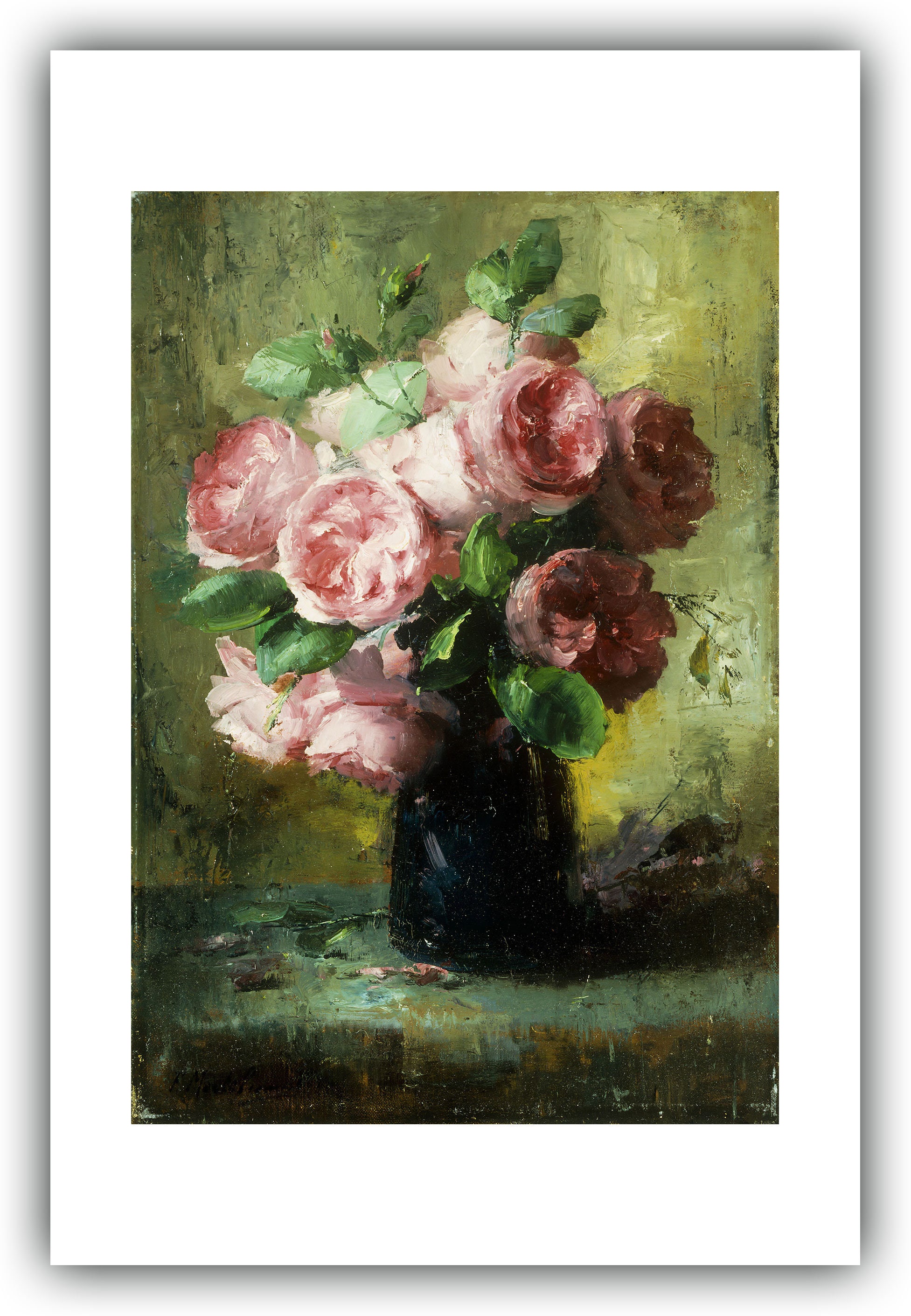 Frans Mortelmans : Pink Roses in a Vase - Giclee Fine Art Print - Etsy