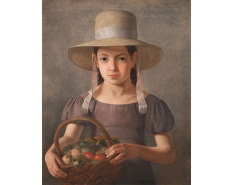 Constantin Hansen : Girl with Fruits in a Basket (1825-1828) - Giclee Fine Art Print
