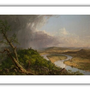 Thomas Cole: Utsikt från Mount Holyoke, Northampton, Massachusetts, efter ett åskväder (Oxbow) (1836) - Giclée-konsttryck 9 x 12 inches