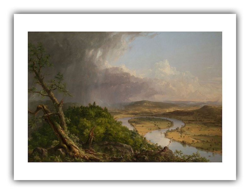 Thomas Cole: Utsikt från Mount Holyoke, Northampton, Massachusetts, efter ett åskväder (Oxbow) (1836) - Giclée-konsttryck 9 x 12 inches