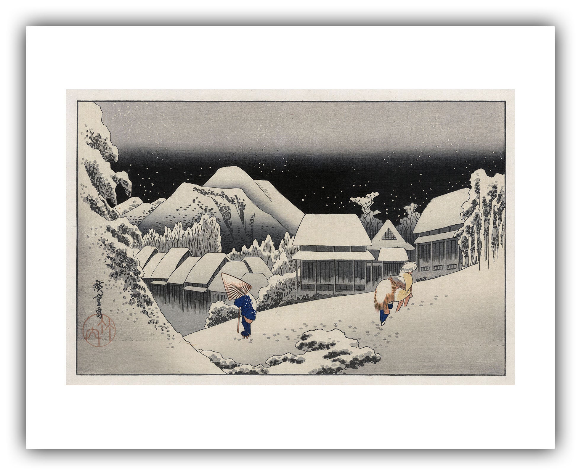 歌川広重「神原の夕雪」（1833年頃～1836年） - ジクレー版画 - Etsy 日本