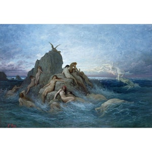 Gustave Dore : The Oceanids (The Naiads of the Sea) (c. 1860) - Giclee Fine Art Print