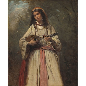 Camille Corot : Gitane à la mandoline (c. 1870) - Giclée Fine Art Print
