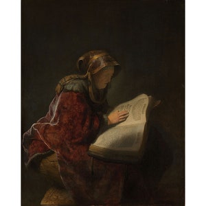 Rembrandt van Rijn : Una vecchia donna che legge, probabilmente la profetessa Anna (1631) - Giclee Fine Art Print