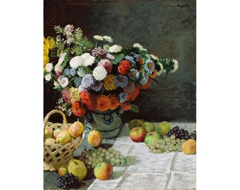 Claude Monet : Nature morte aux fleurs et aux fruits (1869) - Giclée Fine Art Print