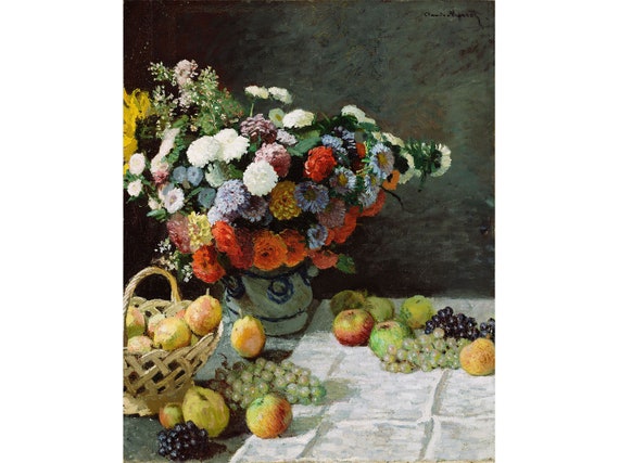 クロード・モネ：花と果物のある静物画（1869年） - ジクレー