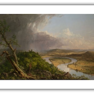 Thomas Cole: Utsikt från Mount Holyoke, Northampton, Massachusetts, efter ett åskväder (Oxbow) (1836) - Giclée-konsttryck 24 x 36 inches