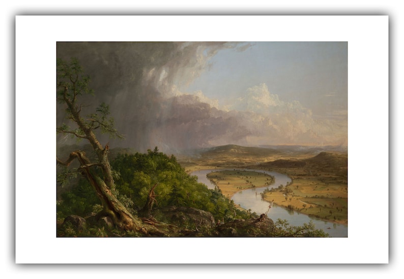 Thomas Cole: Utsikt från Mount Holyoke, Northampton, Massachusetts, efter ett åskväder (Oxbow) (1836) - Giclée-konsttryck 24 x 36 inches