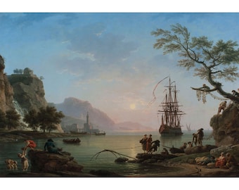 Claude-Joseph Vernet: Mañana (Vista del puerto al amanecer) (1774) - Impresión artística Giclée