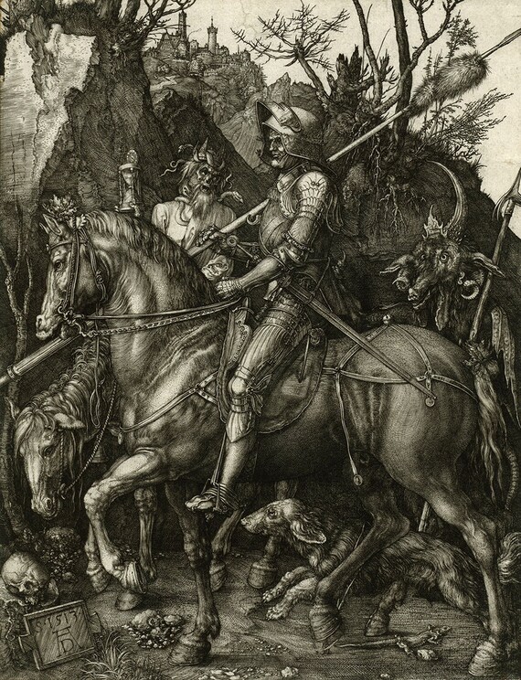Fine Art Print Death and the Devil 1513 Albrecht Durer Reproduction: Knight