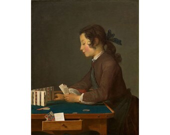 Jean Simeon Chardin : The House of Cards (c. 1737) - Giclee Fine Art Print